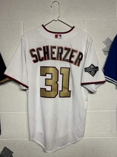 2019 Max Scherzer Authentic Gold Plated Nike World Series Jersey Size Medium