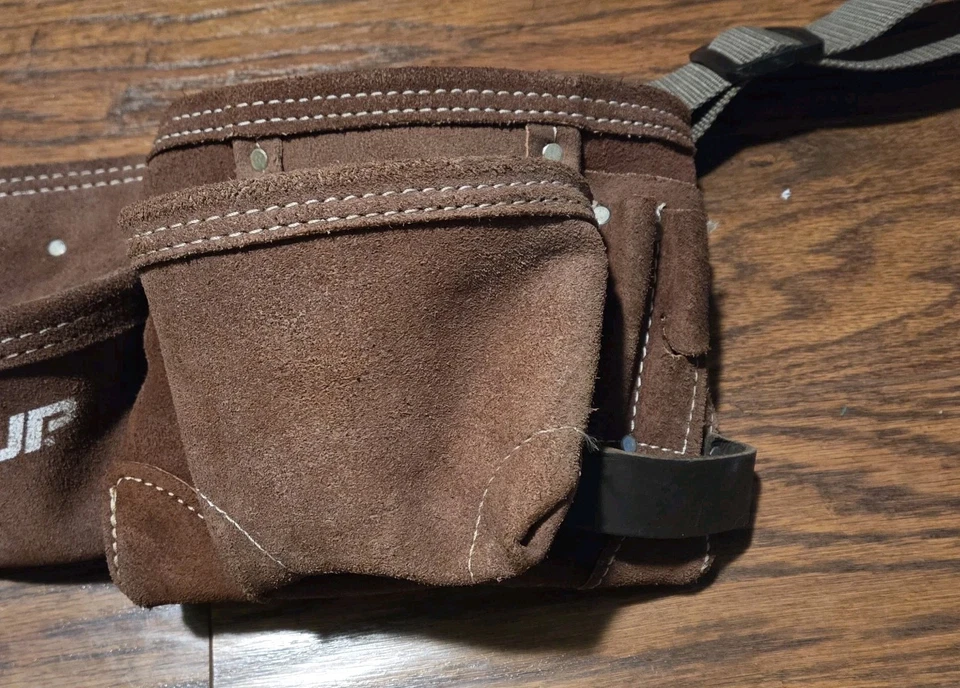 AWP Herramienta Cinturón Plataforma Bolso Cuero Marrón Construcción General Bolsillo Abatible Ajustable  Foto 4 de 4