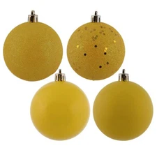Vickerman N590778 2.75 in. Yellow Ball 4 Finish Assorted Ornament - 20 per Bag