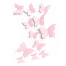 24 Pcs Pink Butterfly Wall Decals for Girls Room Nursery Pastel Stickers Bedroom