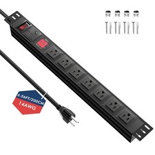 Metered PDU 19 Inch, 7 Outlets Rack Mount Power Strip PDU, SPD, 125V 15A 1U R...