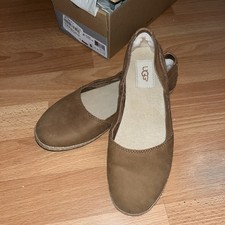 Ugg Australia Nubuck Leather Tippiech Ballet Flats Womens Sz 4.5  Chestnut Boxed