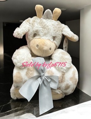 Silver One 2 Piece Plush Giraffe Tan White Animal & Blanket Gift Set 30x40  NWT