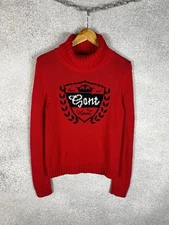 Men’s Gant New Haven Heavy Knit Sweater Knitted Big Logo Turtleneck Size Small