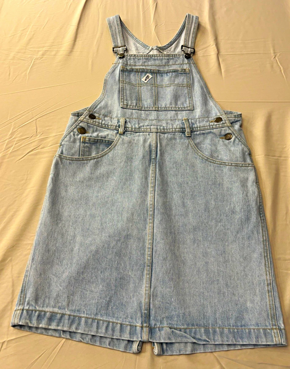 90s denim overall dress 1990s Vintage Dresses for Women for sale Short dark wash denim