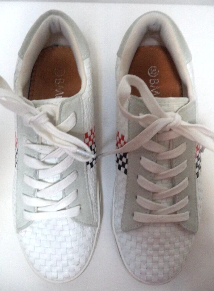 Bernie Mev Cuero Cuadros Cesta Tejido Tenis Zapatos Talla 37 7 Foto 4 de 4