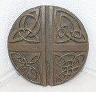 The Wild Goose Studio - Celtic Love Cross Round Cast Wall Plaque Made in Ireland