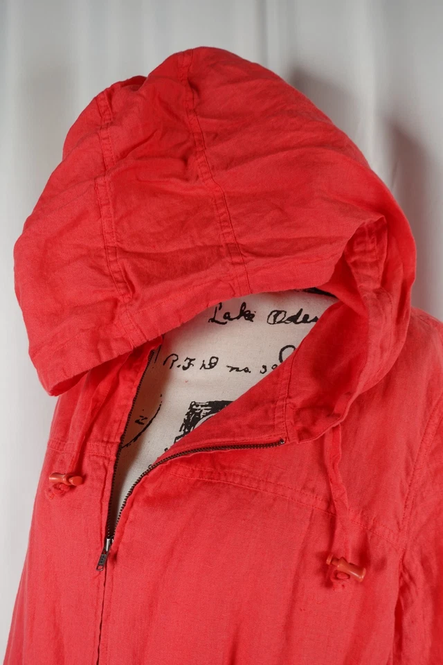 Eileen Fisher Womens Full Zip Lightweight Windbreaker Jacket XL Hooded Linen - Image 3 of 4