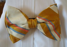 NOS vintage mens 70s BUTTERFLY BOW TIE cotton stripe deadstock