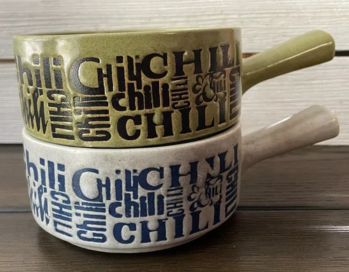 Vtg 70's Chili Soup Mug Set MCM look Embossed Otagiri