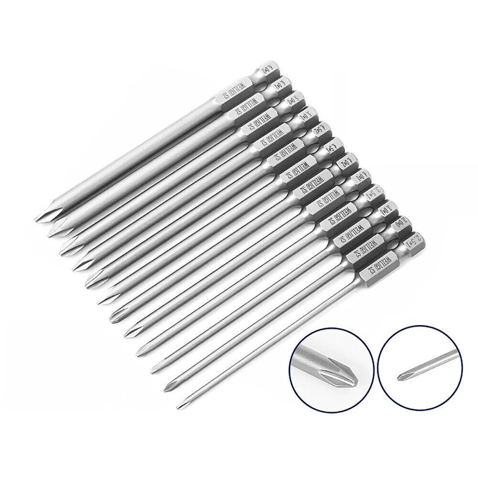 Magnetic PH0 PH1 PH2 Phillips Head Screw Bit Long Impact Driver Drill Hex Shank - Image 4 of 4