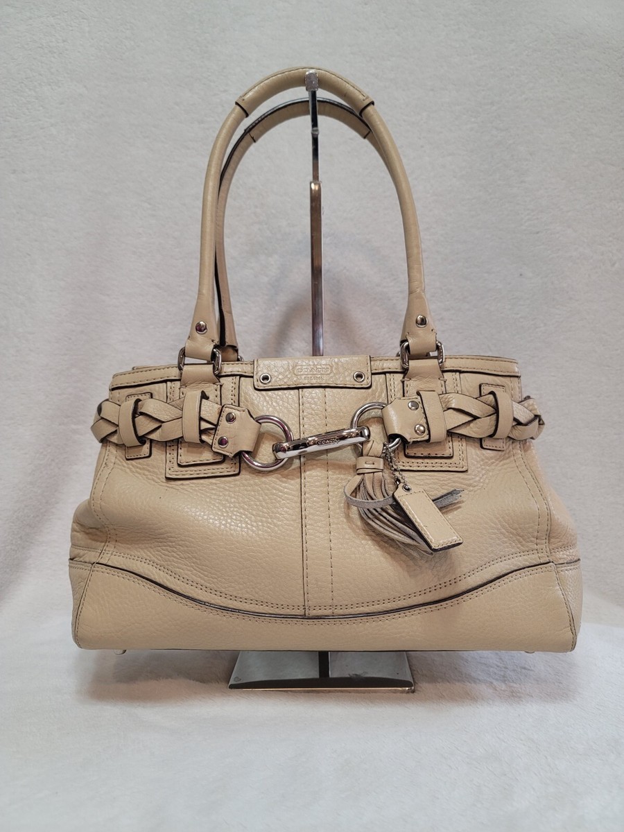Coach Hampton Pink Pebbled Leather Purse Tassel Shoulder Satchel