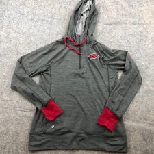Arkansas Razorbacks Pullover Womens Large Gray Red 1/4 Zip Shirt Casual Logo