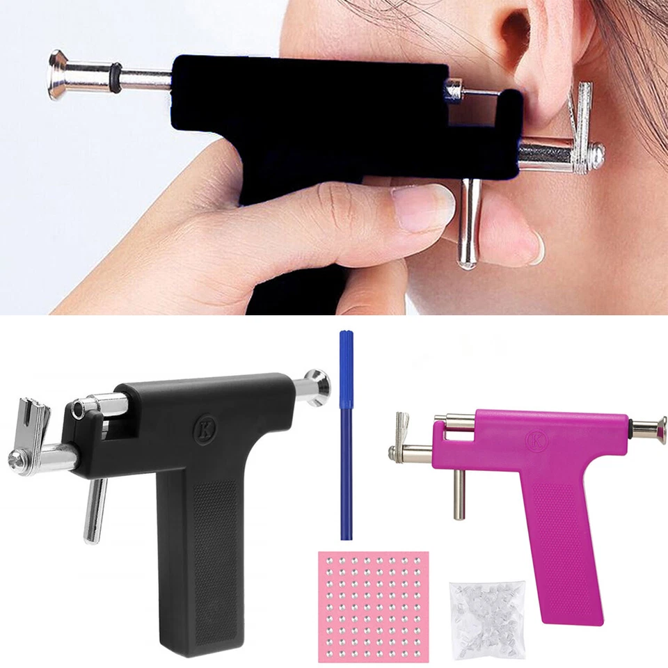 Professional Ear Piercing Gun Body Nose Navel Tool Kit Jewelry with 98 Studs DIY - image 4 of 4