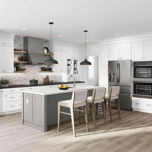 Shaker 18 in. W x 12 in. D x 42 in. H Assembled Wall Kitchen Cabinet in Satin Wh - Picture 7 of 8