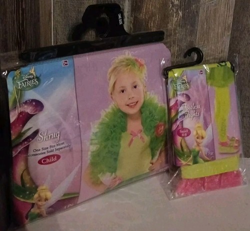 Disney TINKERBELL Fairy Shrug & Tights Costume Girls 4+ Dress Up Pretend
