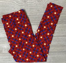 NEW Vintage Lularoe TC Leggings Multicolored Geometric Red Blue Tall  Curvy