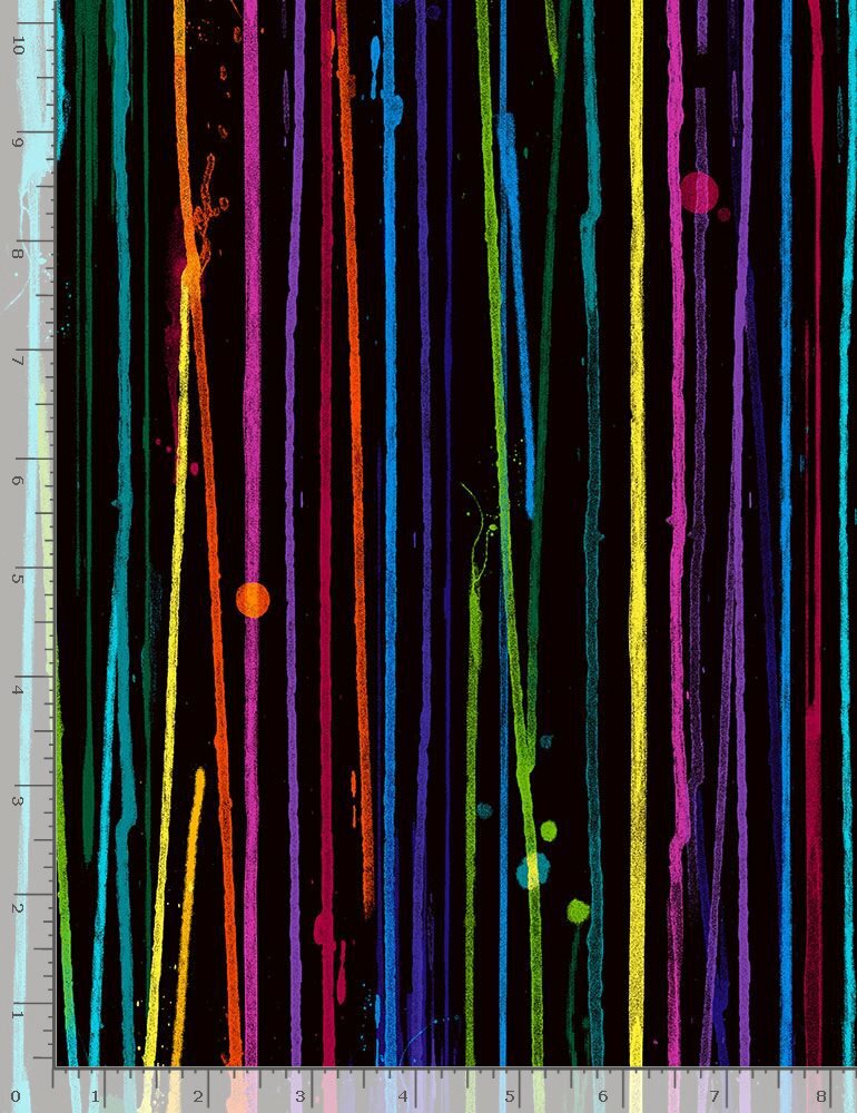 Blender Fabric | Prismatic Rainbow Paint Drip Stripe | Timeless