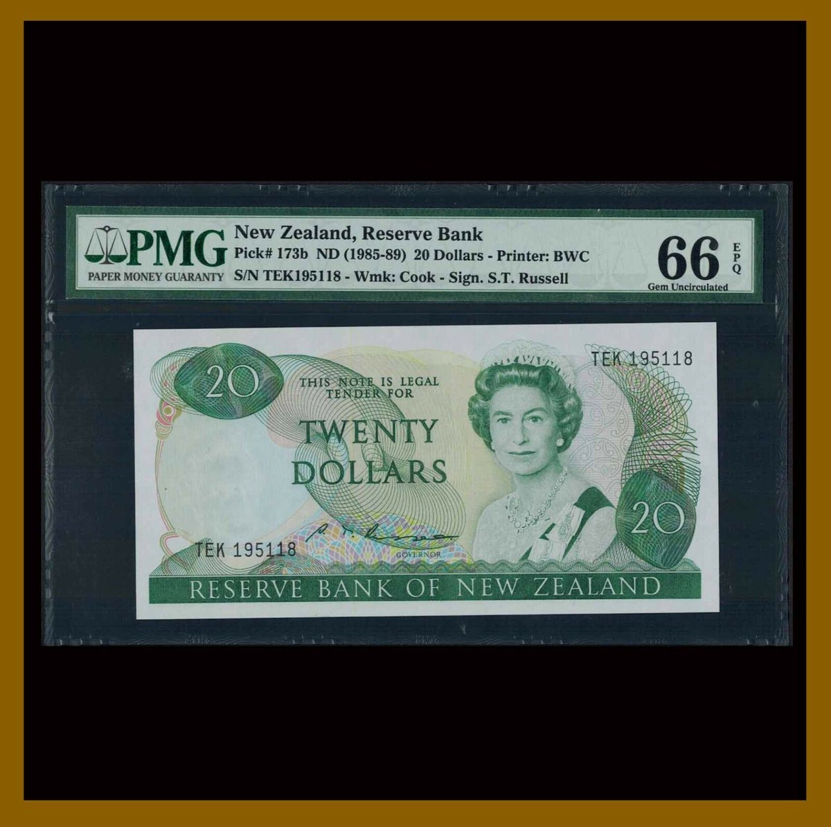 ニュージーランド 20ドル 1989 - 92 PMG 67 EPQ UNC ピック