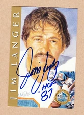 Jim Langer signed 4x6 inch Pro FB HOF card-Miami Dolphins (Dec)