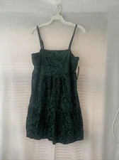 Women's Sleeveless Tiered Green Velvet Dress - Wild Fable - Size M