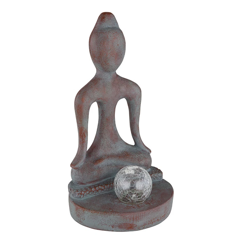 Solarleuchte Buddha Außenlampe Gartenfigur Dekoleuchte Feng Shui bronze grau - Bild 2 von 4