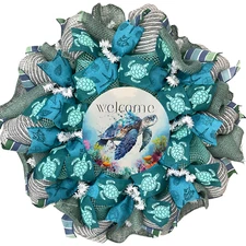 Welcome Sea Turtle Beach Handmade Deco Mesh Wreath