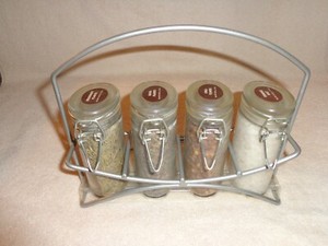 Vintage Spice Rack with Spices Unused