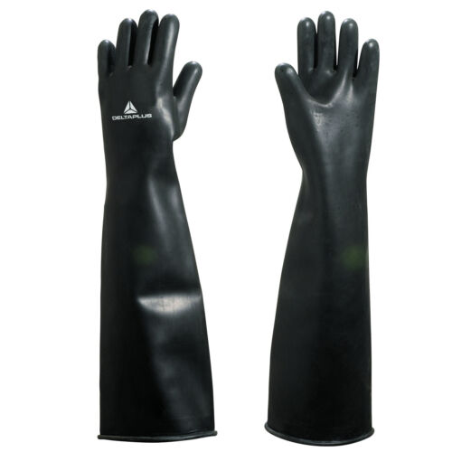 Delta Plus Venitex LA600 X-Large Black Latex Heavy Duty Rubber Gauntlets Gloves - Afbeelding 1 van 1