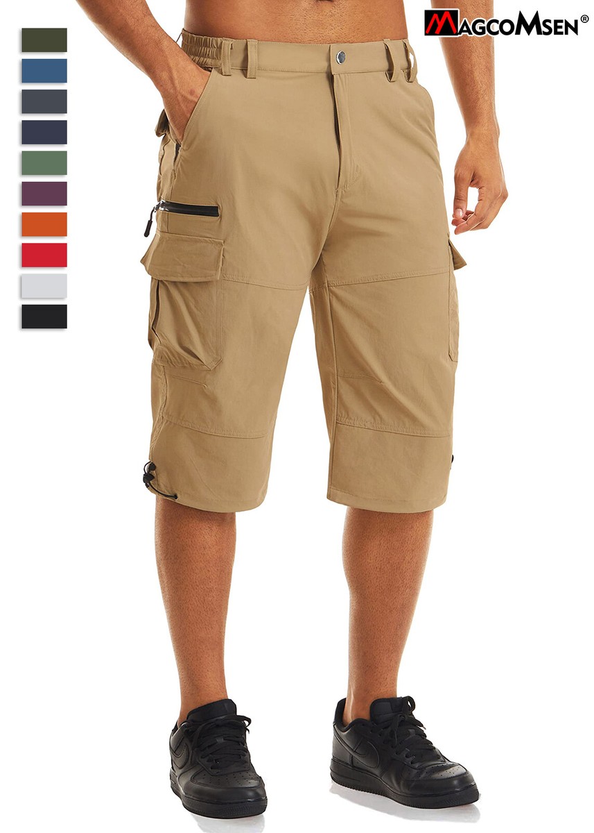Men's 3/4 Capri Pants Cargo Shorts Quick Dry Hiking Work Shorts