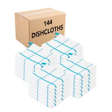 Kitchen Dishcloth Bulk Case of 144, Striped Windowpane Option,13x13, Soft Cotton