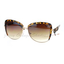 Vintage Designer Oversized Square Butterfly Frame Women's Sunglasses Tortoise
