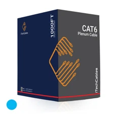 Cat6 1000ft Plenum Rated Cable, Fluke Tested, 550MHz, 23AWG 4Pair, Blue