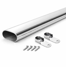 Wardrobe Pole Hanging Tube Bar Clothes Storage Chrome + Fittings 400-500mm