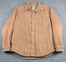 LL Bean 1912 Heritage Lined Shirt Jac Mens M Reg Trad Fit Brown Corduroy Fleece