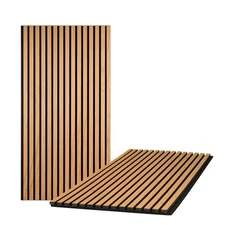 Wood Slat Wall Panels, 2 Pack Acoustic Panels 46.46" × 23.82", 3D Fluted So