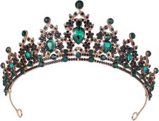 Kamirola - Queen Crown and Tiaras Princess for Women Black Green