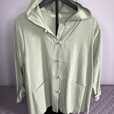 Best Tailor Women Asian Hooded Jacket No Size Mint Green Cotton & Linen