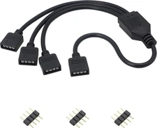 12V 4 PIN RGB Splitter Cable LED Strip Connector, 4 Pin 1 to 3, black 