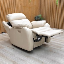 Furniture Village G Plan 'Kingsbury' Chair Stone Power Recliner Headrest Lumbar
