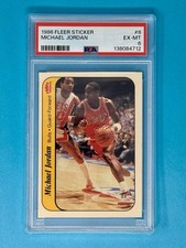 1986 FLEER MICHAEL JORDAN ROOKIE STICKER CARD PSA 6. rookie card picture