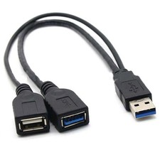 USB 3.0 Male 1 To 2 Female Extension Y Splitter Data Cable Charging Adapter s