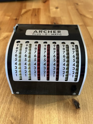 #ad #ad VTG MCM ARCHER PLUS O MATIC Turn Dial Desk Adding Machine Calculator RARE Model $24.00