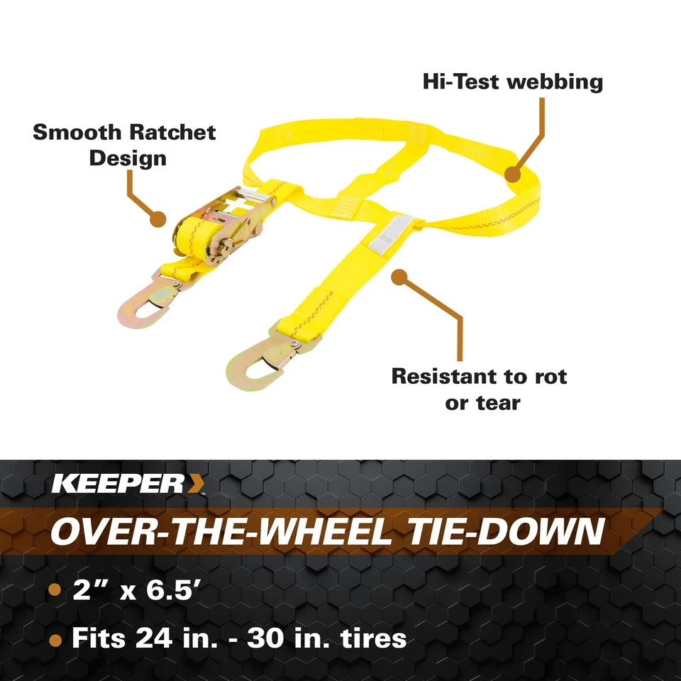 – 2” x 6.5’ Over-the-Wheel Tie-Down - 2,000 lbs. Working Load Limit and 6,000... - Image 3 of 4