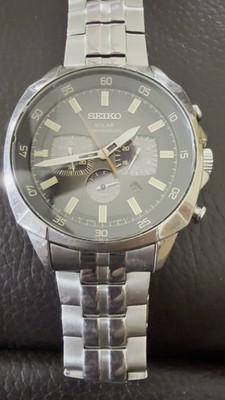 Seiko Solar Chronograph Black Dial Watch V172-0AJ0 | eBay