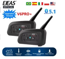 EJEAS V6 PRO+ Motorcycle Bluetooth Helmet Intercom – 6 Riders, 800m, Waterproof