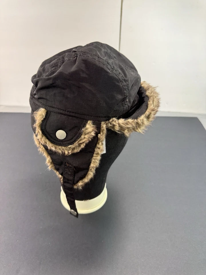 H&M Youth Trapper Hat Black Cap One Size 1.5-4Y Fur Inside Chin Strap Fleece - Image 3 of 4