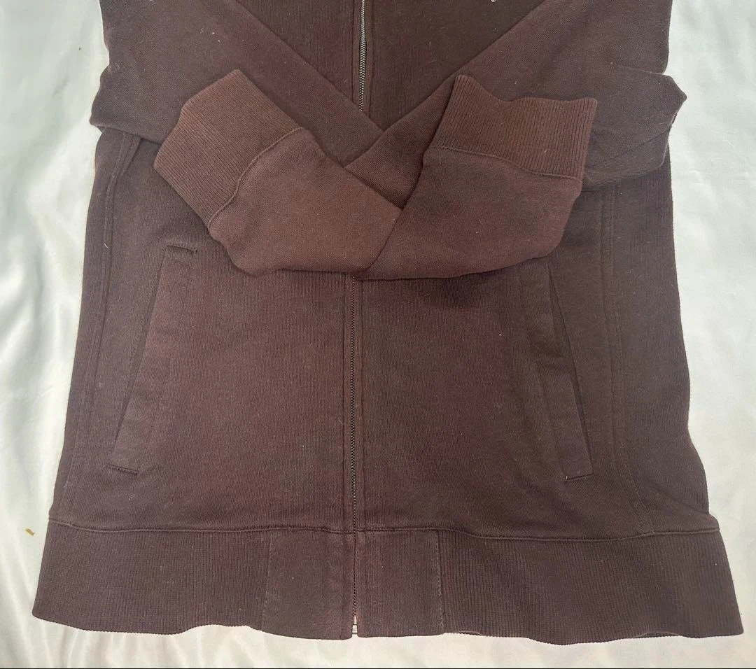 Burberry Black Label Zip Hoodie Parka Logo Check Marrone Scuro Donna Taglia 2 Esterno