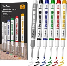 Nicpro 6 PCS Long Nib Marker Pens, 20mm Deep Hole Marker, Quick Dry & Waterproof