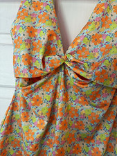 LoveShackFancy Farida Dress XS Tangerine Sky Floral Cutout Mini Orange Blue